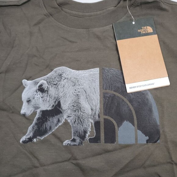 The North Face Bear Graphic Tee Overlay Shirt Top Boys Size Small NWT Crew Neck - Picture 2 of 13